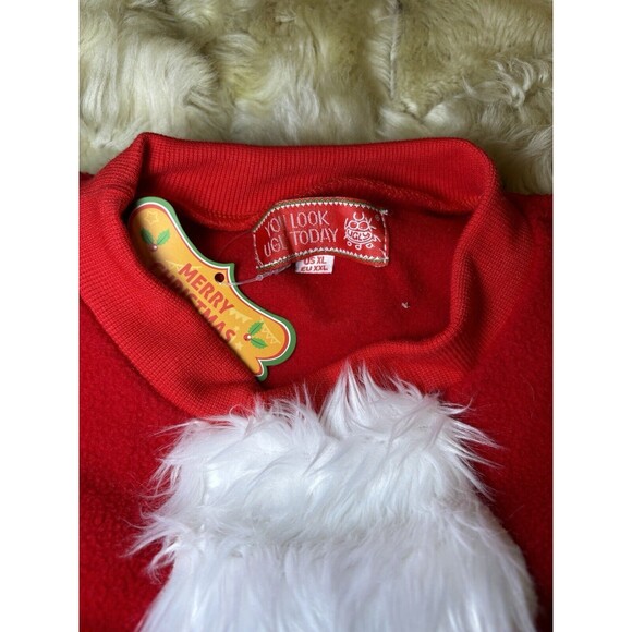 Christmas Ugly Sweater unisex XL Extra Large Santa Coat belt Gold - Picture 4 of 8